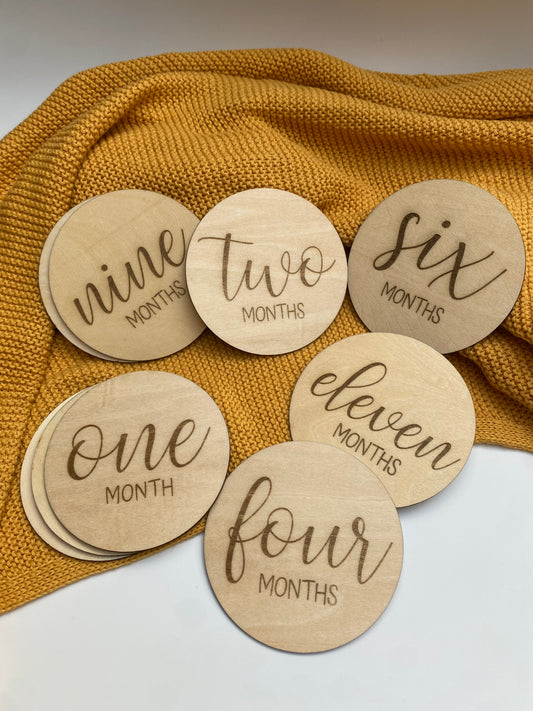 Engraved Monthly Milestone Discs - Script