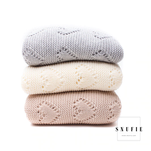 "Knitted Love" Baby Blanket (3 colour options)