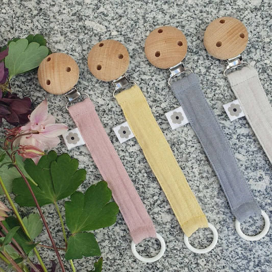 Muslin Pacifier Clip (4 colour options)