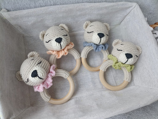 Crocheted Rattle - Bear (4 colours)